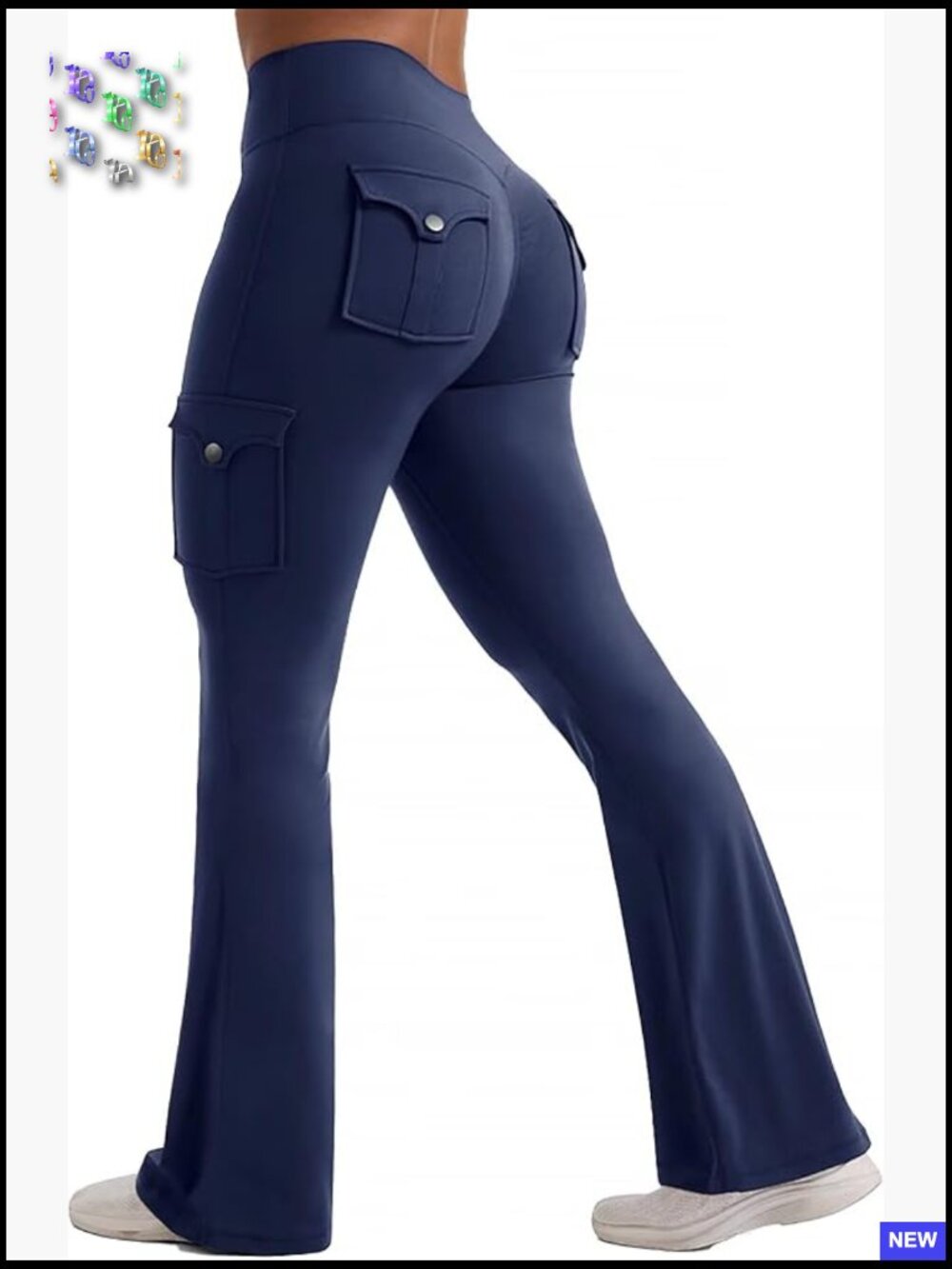 Flared Leggings with Pockets High Waisted Tummy Control Scrunch Butt Lifting